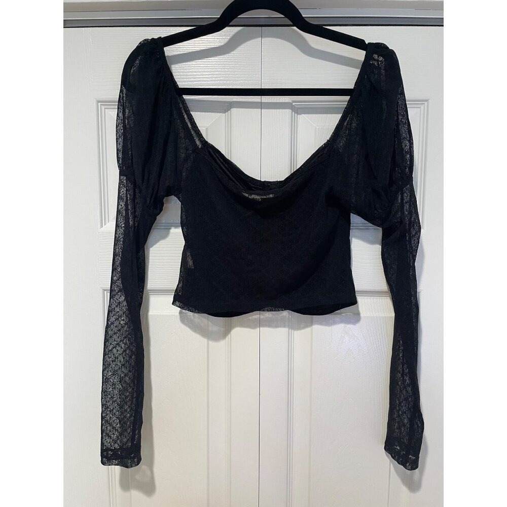 Painted Threads Womens Sheer Lace Milkmaid Top Size M Corset Dark Fairy Romantic - Picture 5 of 11